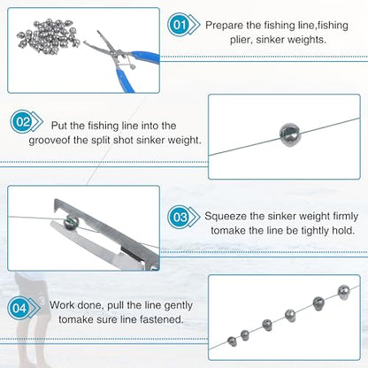 Split Shot Fishing Weights Sinkers, 200pcs Removable Fishing Line Weights and Sinkers for Freshwater Saltwater Bass Trout - size: 1g 1.5g 2g 2.5g 3g (Large-200pcs)