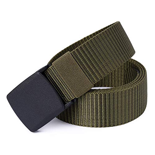 Mile High Life | Nylon Web Belt | Outdoor Military Belt | TSA Safe Buckle Plastic/Metal - color: Olive