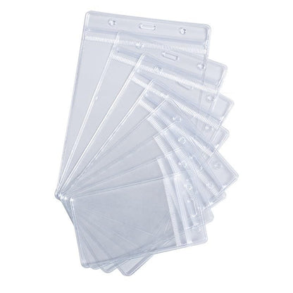 12 Pack Extra Thick ID Card Name Badge Holder Heavy Duty Waterproof Clear Plastic PVC Vertical Sleeve Pocket Resealable(Clear,)- - color: Clear, size: 12 Pack - Vertical