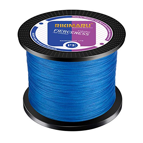 RIKIMARU Braided Fishing Line Abrasion Resistant Superline Zero Stretch&Low Memory Extra Thin Diameter 327-1094 Yds, 4-180LB - color: Ocean Blue, size: 327 Yds/0.20mm/25LB