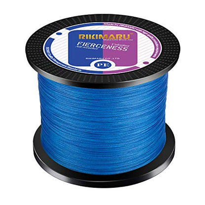 RIKIMARU Braided Fishing Line Abrasion Resistant Superline Zero Stretch&Low Memory Extra Thin Diameter 327-1094 Yds, 4-180LB - color: Ocean Blue, size: 1094 Yds/0.12mm/15LB