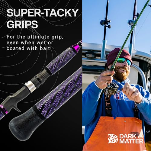 Dark Matter Psychedelic Casting Fishing Rods Medium Heavy Power X - High-Modulus M3 Carbon Nano Baitcaster Rod Saltwater and Freshwater Fishing Rods, 7ft Medium Heavy Baitcasting Rod - color: Purple, size: 7'0" Power - X