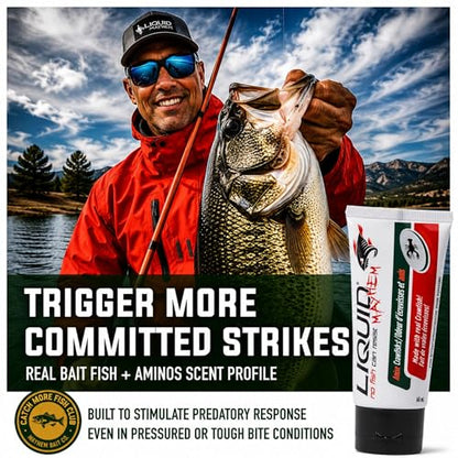 Liquid Mayhem Anise Crawfish Attractant Gel 60 ml / 2 oz · 60 Uses – Real Anise Crawfish Bait & Aminos | UV-Enhanced Long-Lasting Gel – All Lure Types - size: 1-Pack