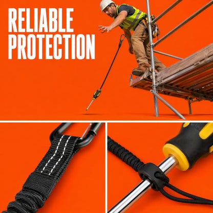 Safety Tether Tool Lanyard: 5PCS Safety Fall Protection Tools Leash Adjustable Loop End and Screw Lock Carabiner Clip