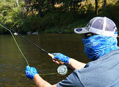 Fishoholic Fishing Face Mask Neck Gaiter Hunting Buff - 3 Colors - UPF50+ Sun Protection Fishaholic Fishing Gift - color: Blue H2o Camo