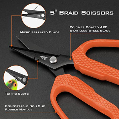 KastKing Kalibrate Fishing Line Spooler & 5’’ Braid Scissors - W/Line Counter, Patented Accessories, Portable, Compact, for Spinning & Casting Reels - No Line Twist, Fishing Gears Gifts for Men - style: Patented Line Spooler & Scissor - Orange