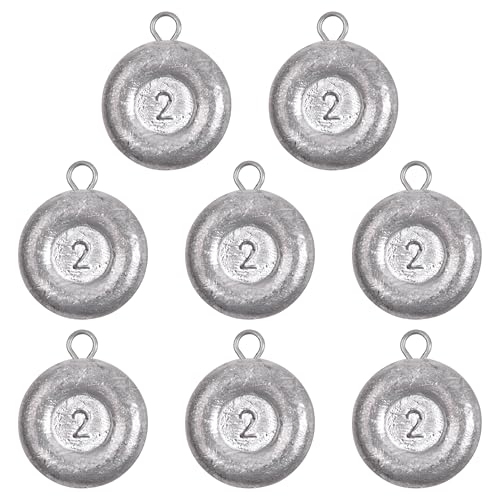 Disc Sinkers Fishing Weights Coin Sinkers Saltwater Surf Fishing Weights for Bottom Drifting Trolling Catfishing Tackle 1oz 2oz 3oz 4oz 5oz 6oz 8oz - style: 2oz-8pcs