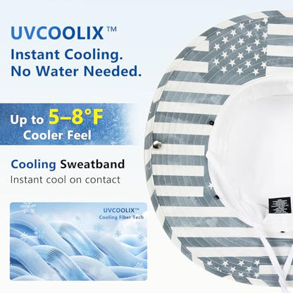 Unisex UVCoolix™ Cooling Sun Hat with Detachable Neck Flap | UPF 50+ Protection, Wide Brim Bucket Hat for Hiking, Fishing & Big Heads - color: White, size: X-Large-XX-Large