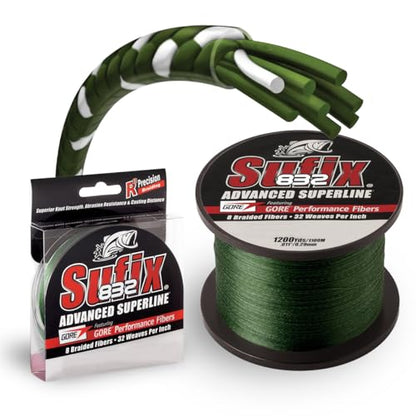 Sufix 832 Advanced Superline Braid -300 yards - color: Low Vis Green, size: 6 lbs