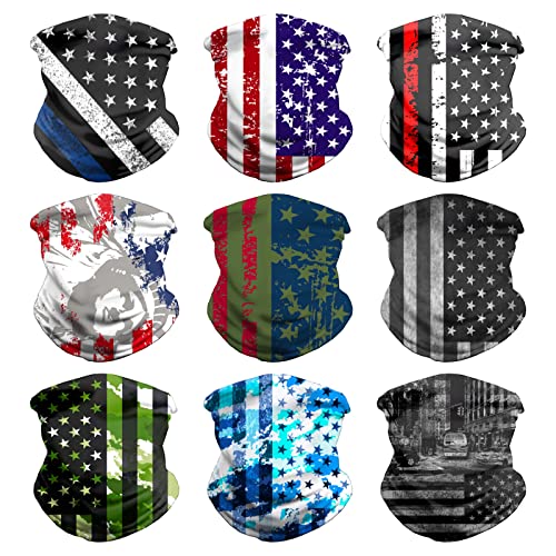 VCZUIUC Neck Gaiter Face Cover Mask Balaclava for Men and Women - color: 9pcs Flag -a, size: One Size