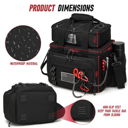 Fishing Tackle Bag, Detachable Fishing Reels Storage Pouch, Fishing Gear Organizer, Adjustable Shoulder Strap Fishing Bags for Saltwater & Freshwater - color: Black