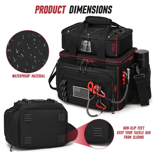 Fishing Tackle Bag, Detachable Fishing Reels Storage Pouch, Fishing Gear Organizer, Adjustable Shoulder Strap Fishing Bags for Saltwater & Freshwater - color: Black