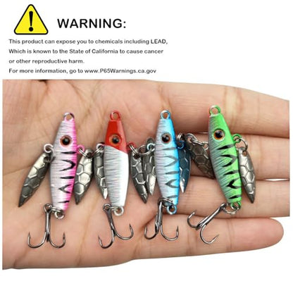 Ice Fishing Jigs with Treble Hooks Lead Jig Hooks Winter Metal Lures - color: 2.09inch/0.25oz-4pcs
