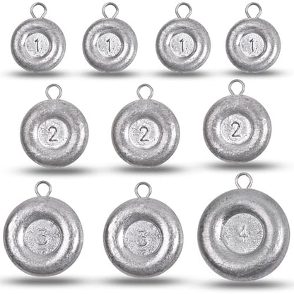Disc Sinkers Fishing Weights, Coin Fishing Sinkers Weights Saltwater Surf Fishing Weights Bottom Drifting Trolling Catfishing Fishing Sinkers Saltwater Gear Tackle 1oz 2oz 3oz 4oz 5oz 6oz 8oz - style: Mixed (1+2+3+4oz)kit, 10 Pack