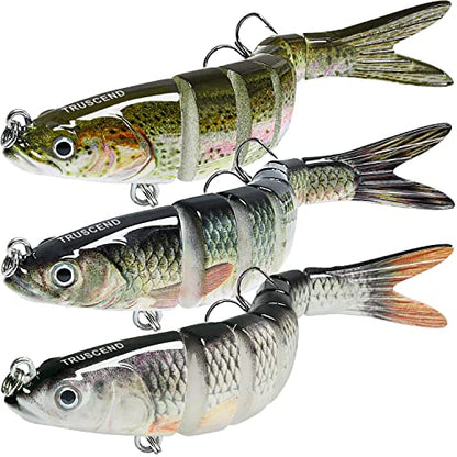 TRUSCEND Swimmax Easy Catch Fishing Lures with BKK Hooks, Wiggling, Vibrating, Rattling and Gurgling for More Bite, Heavy-Duty Dyneema Fiber Jointed Swimbaits for Bass, Trout, Walleye, Crappie, Pike - color: A1-4",0.4oz