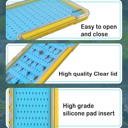 Aventik Silicone Fly Boxes Super Slim Waterproof Best Pocket Sizes Fly Fishing Storage 7.36"X4.02"X0.63"/5.39"X3.74" X0.63'' (2PC-G048LT blue silicone:7.36"X4.02"X0.63") - style: 2PC-G048LT blue silicone:7.36"X4.02"X0.63"