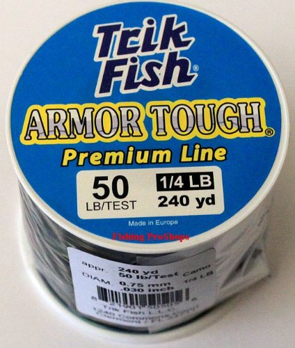 TrikFish Armor Tough Camouflage Monofilament Fishing Line - Stealthy & Strong - Camo Monofilament Line for Freshwater & Saltwater Fishing - Bulk 1/4LB Spool of Mono - color: Camo, size: 50LB Test - 240 Yards