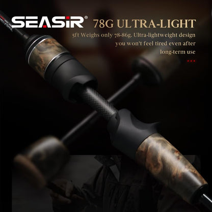 SEASIR Stream Fishing Rod, Ultralight Spinning Rod Travel Bait Casting Rod, 2 Piece, Fuji A O Ring Guide, Solid Wood Handle, 40T Carbon Fiber, Compact Fishing Pole for Saltwater Freshwater Trout Bass - color: Spinning, size: S602-L-F