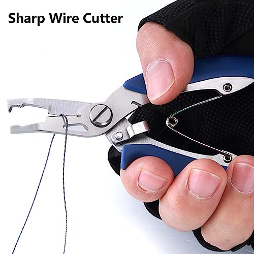 SEIWEI 3Pack Fishing Pliers Scissors Braid Cutters Stainless Split Ring Pliers Hook Remover Steel Fishing Line Cutting Tool for Saltwater Freshwater (Black+Red+Blue) - color: Black+Red+Blue