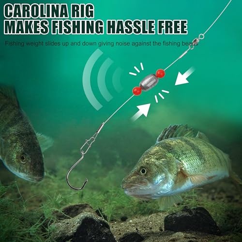 SILANON Pre-Rigged Carolina rig Saltwater Grouper Rig Egg Sinker Flounder Rigs with 10 Circle Hooks Steel Wire Leader for Catfish Snapper Flounder Halibut Redfish Surf Fishing Bottom Rig - size: 1.5oz Egg sinker Rig(4pcs)+Circle hooks(10pcs)