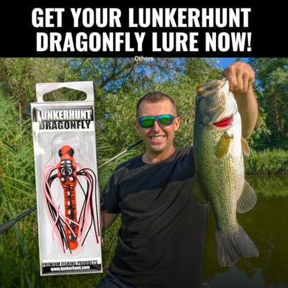 Lunkerhunt Dragonfly Lure | Realistic Topwater Fishing Lures for Bass, Double Skirted Wings, Perfect Trouth and Pike Lure, Weedless Bait