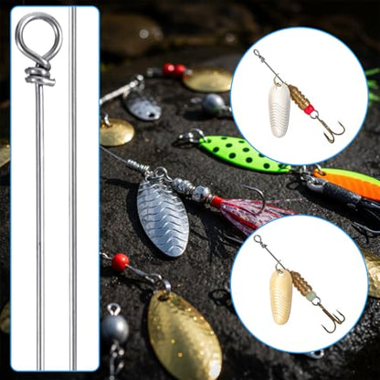 100PCS Fishing Wire Spinner, Stainless Steel Lure Making Supplies Kit for Hanging Fishing Spinners Rigs for Crafts - size: 0.7*16 cm