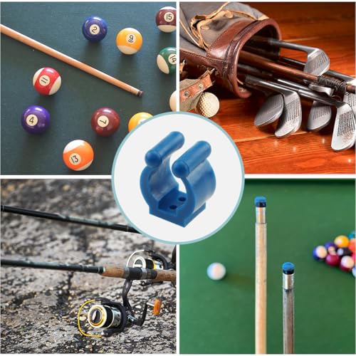 24 PCS Fishing Rod Clips, Wall Mount Fishing Pole Holder Clips for 0.66" to 0.95" Poles, Pool Cue Holder Storage Rack Replacement (Blue) - color: Blue