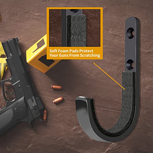 Metal Gun Rack Storage Rifles Shotgun Hooks Wall Mount Hangers for Any Rifles Shotguns Archery Bow with Soft Padding and Heavy Duty Steel… - color: 4Pack Black