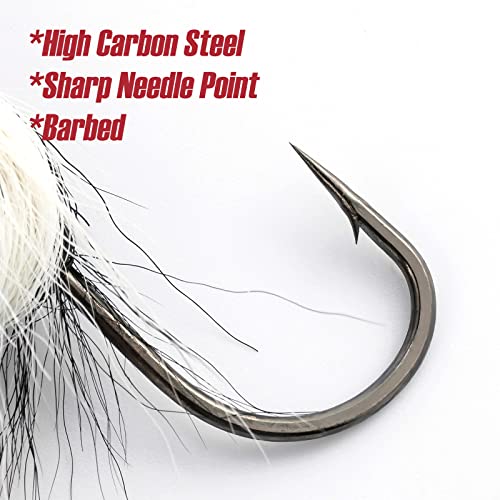 Dr.Fish 3 Pack Bucktail Jig Lure Hair Jig Saltwater Freshwater Lures Surf Fishing Bass Flounder Striper Bluefish Halibut Redfish - color: white,white&black,blue&pink (Pack of 3), size: 1/2 oz