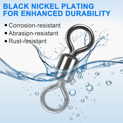 Rolling Barrel Fishing Swivel Black Nickle Fishing Hook Line Connector Fishing Tackle Accessories 30LB to 335LB 50-100pcs - size: 100pcs 2#