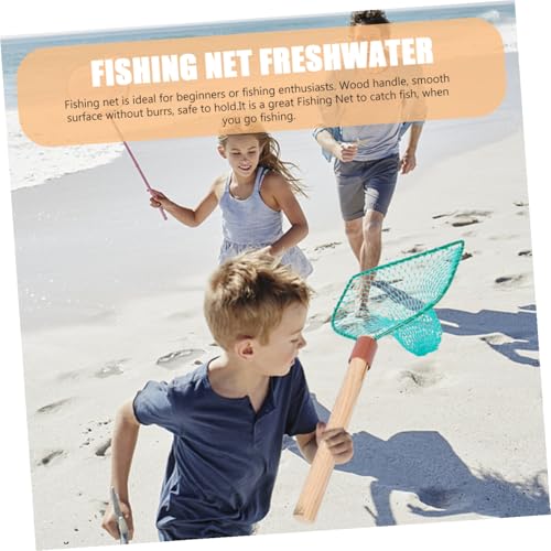 Kichvoe Wood Handle Fishing Net with Large Mesh 30cm Wooden Frame Landing Net for Freshwater Fish Wear-Resistant Suitable for Home and Outdoor Fishing