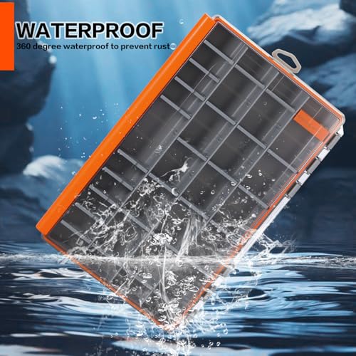 Sougayilang Waterproof Tackle Box,Plastic Box-2packs,Waterproof 3700 Tackle Trays,Fishing Plastic Box Organizer With Removable Dividers,Fishing Tackle Storage.