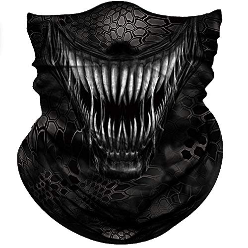 Obacle Bandana Face Mask Neck Gaiter Tube Mask Men Women for Sun Dust Protection - color: White Teeth Black Mask