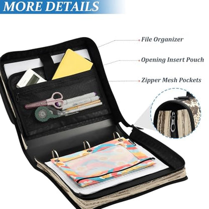 Vintage Fish Bass Lure Cool 3 Ring Zipper Binder with Strap 1.5 inch 500 Sheet Capacity File Folder Storage Organizer