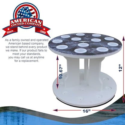 Rush Creek Creations Reel Salty 12-Rod Marine Grade Saltwater Spinning Fishing Pole Holder, Waterproof Round Fishing Rod Holder with 360° Access, Gray/White