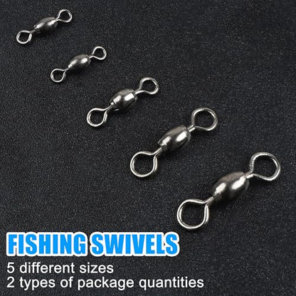 AGOOL Fishing Barrel Swivels, 50/150pcs Rolling Ball Bearings Fishing Swivels Fishing Tackle High Strength Copper with Stainless Steel Rings Line Lure Leaders Connectors 30LB-88LB - size: 8#