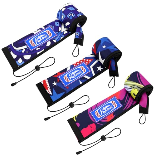 AZETIO Fishing Rod Socks, Neoprene Rod Sleeves Cover for Casting, Trolling, Spinning Poles - Lightproof Fishing Pole Sleeves with Hanging Loop & Lanyard - Fishing Rod Accessories (58in, 3 Patterns, B) : Sports & Outdoors