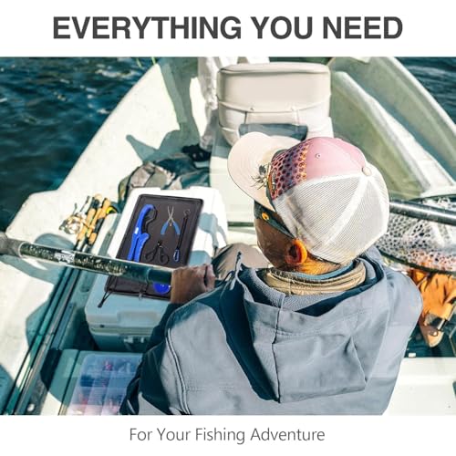 Fishing Gear Tool Kit Fishing Pliers Fillet Fish Lip Gripper Hook Remover Fishing Ruler Line Cutter lanyards Equipment Tools Accessories Set for Saltwater/Flying/Ice Fishing
