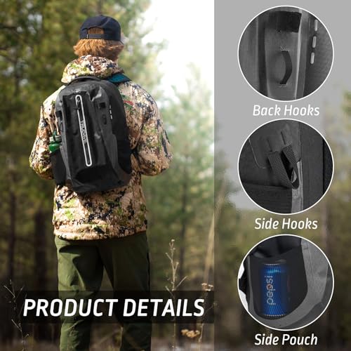 Trudave Waterproof Backpack, Waterproof Submersible Backpack, Floating TPU Coated Dry Bag with Airtight Zipper for Kayak, Fishing, Boating, Hiking (30L) - color: Black, size: 30L