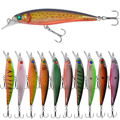 Jerkbait Minnow Fishing Lures Bass, Jerk Bait Bass Bait for Walleye Trout Pike Freshwater Surf Saltwater Fishing Lures - style: B-10pcs-4.5in/0.46oz