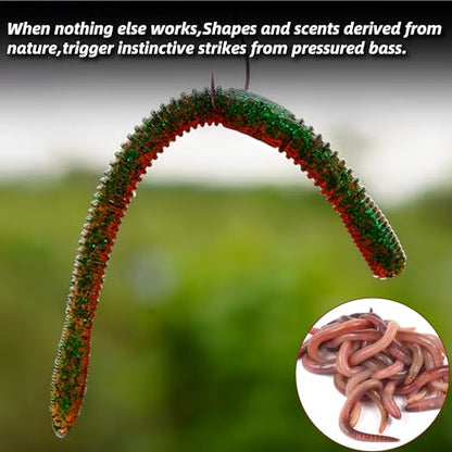Soft Plastic Worm,Easy to Use Bass Fishing Stick Bait Lures,4.7in 8pcs - Slow Sink, Salt Impregnation, Ribbed Design, Proven Colors - Wacky Stick, Soft Fishing Lures - color: Green Pumpkin