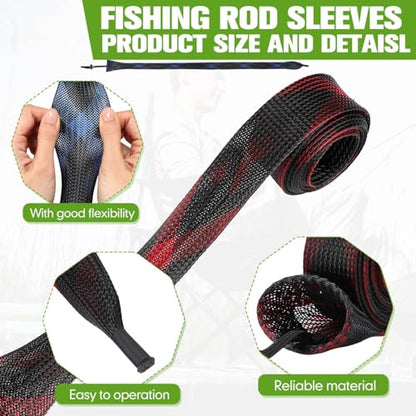 Woanger Lengthen Fishing Rod Sleeve Socks Covers Braided Mesh Rod Protector Fishing Tools Accessories for Bait Casting Sea - size: 83 x 0.12"