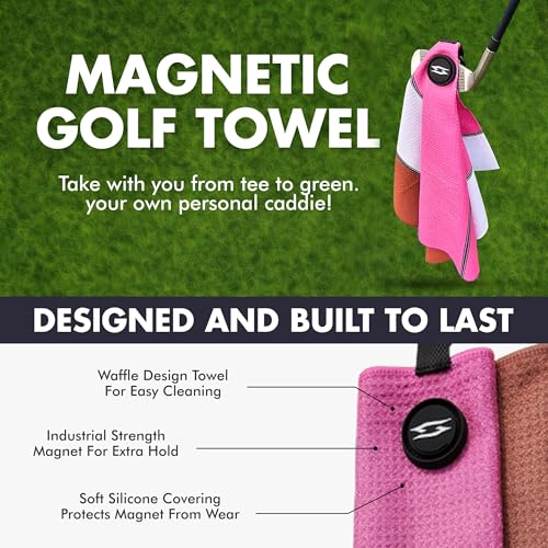 Shocker Magnetic Waffle Golf Towel – Large 16"x24" Clean Golf Club Ball Magnet Clip to Hang on Bag Cart Strong Premium Strength Ultra Absorbent Trump Gear Men (Shocker) - color: Shocker
