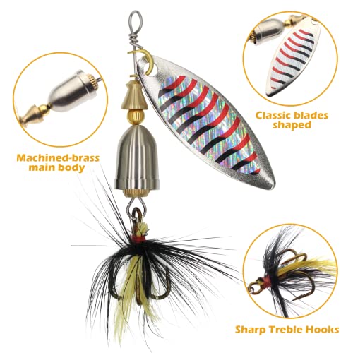 Fishing Lure Spinnerbait Kit with Tackle Box, 8 Pcs/10 Pcs Bass Trout Perch Salmon Hard Metal Rooster Tail Fishing Lures Kit - color: 10 Pcs