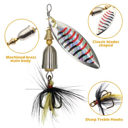 Fishing Lure Spinnerbait Kit with Tackle Box, 8 Pcs/10 Pcs Bass Trout Perch Salmon Hard Metal Rooster Tail Fishing Lures Kit - color: 10 Pcs