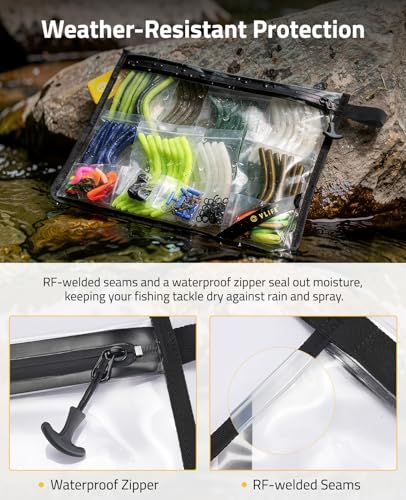 CVLIFE 2-Pack Soft Plastic Tackle Storage Bag, Water-Resistant Fishing Bait Storage Bag with Webbing Handle & Removable ID Card, Fits 3600 and 3700 Tackle Boxes, Saltwater Lure Gear Storage