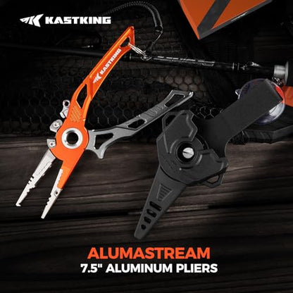 KastKing AlumaStream 7.5" Aluminum Fishing Pliers, Hook Remover, Split Ring Pliers, Fishing Gear, Fishing Gifts for Men, Corrosion-Resistant Saltwater & Freshwater Pliers, 17-4 Stainless Steel Jaws - size: A：7.5" Aluminum Plier
