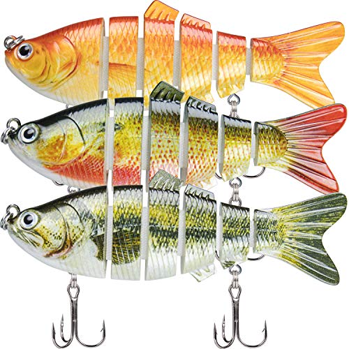 TRUSCEND Swimmax Easy Catch Fishing Lures with BKK Hooks, Wiggling, Vibrating, Rattling and Gurgling for More Bites, Heavy-Duty Dyneema Fiber Jointed Swimbaits for Bass, Trout, Crappie, Walleye, Pike - color: A2-4",0.6oz