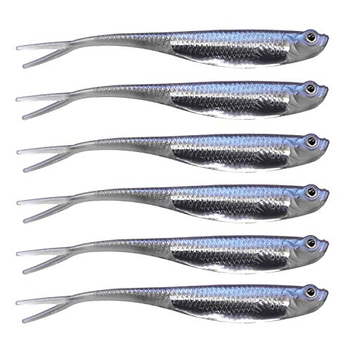 QualyQualy Soft Swimbait Fishing Lures 5PCS 6PCS Jerk Shad Minnow Drop Shot Lure Bass Bait Shad Lure Soft Jerkbait for Bass Trout Pike Walleye Crappie 2.95'' 3.93'' 4.72'' - color: A-1#, size: 2.95" - 6Pcs