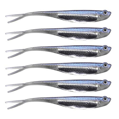QualyQualy Soft Swimbait Fishing Lures 5PCS 6PCS Jerk Shad Minnow Drop Shot Lure Bass Bait Shad Lure Soft Jerkbait for Bass Trout Pike Walleye Crappie 2.95'' 3.93'' 4.72'' - color: A-1#, size: 2.95" - 6Pcs